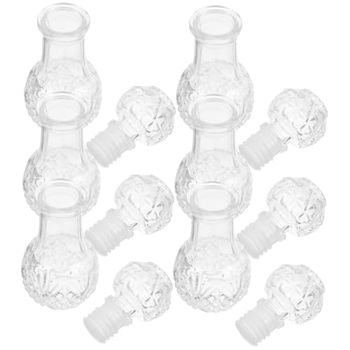 MAGICLULU 6pcs Glass Wine Decanter Unique Liquor Bottles for Red Wine Beverage Dispenser Stopper Decorative Bottle for Brandy Whisky Dispensers