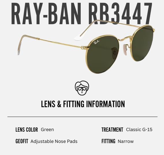 Ray-Ban RB3447 ROUND METAL Round Shaped Sunglasses for Men & Women with Official RAYBAN Eyewear Kit - Image 5