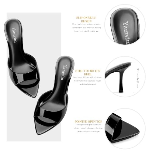 Image of Heel Mules for Women Pointed Open Toe High Heel Sandals
