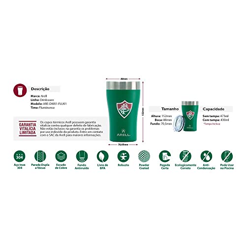 COPO TÉRMICO DE CERVEJA ARELL COM ISOLAMENTO VÁCUO TULIP 500ML FLUMINENSE 01
