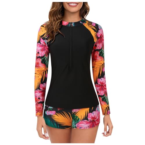Swimwear Rash Guards: Traje de baño de manga larga con cremallera impresa para deportes acuáticos