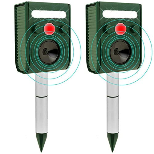 2x Ultrasuoni per Gatti,Repellente Gatti con Luce Fiamma LED - Ricarica solare e USB - Frequenza Regolabile - Impermeabile - Dissuasore per per Giardini, Orti, Campi e Camping