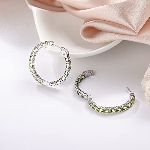 Supermodel 925 Sterling Silver 4.0 Hoop Earrings 10 Carats Natural Peridot Hoop Earrings For Wome #TOP2