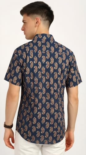 Image of BLOCKS OF INDIA Cotton Hand Block Print Half Sleeves Summer Shirt for Men
