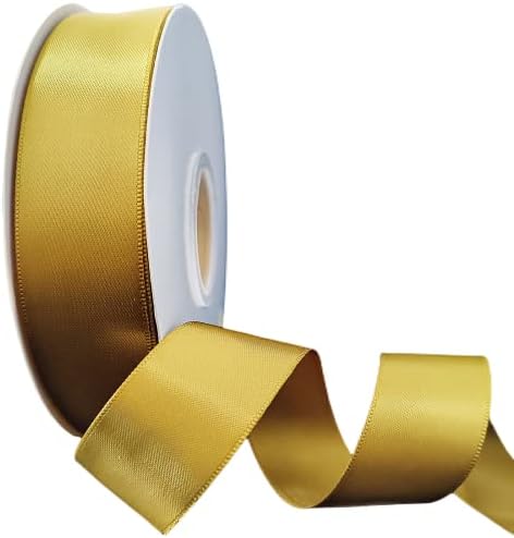 Abbaoww 1/2 Inch 50 Yards Gold Double Face Satin Ribbon for Gift Wrapping Bow Making Wedding Decor DIY Sewing Floral Crafts