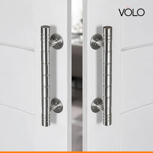 Image of VOLO Main Door Pull Push Handle for Main Entry | Interior Exterior Use | Modern Home Office Door Hardware Pull Handle | (Silver Satin, 8 Inch (200MM), Pack of 2 Piece (K-58))