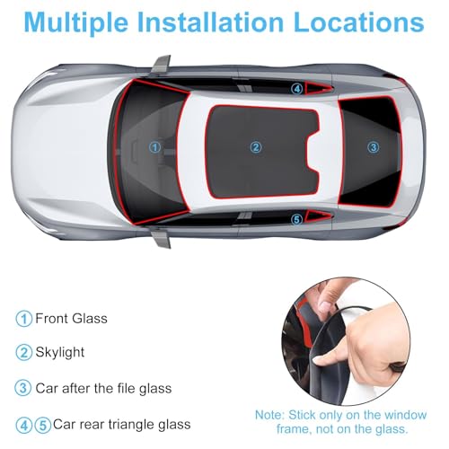 EEEKit 16.4 FT Windshield Rubber Seal Strip, Car Window Weather Stripping Trim, Automotive Weather Stripping Tape, Self-Adhesive Sealing Strip for Car Front Rear Windshield Sunroof Sliding Window