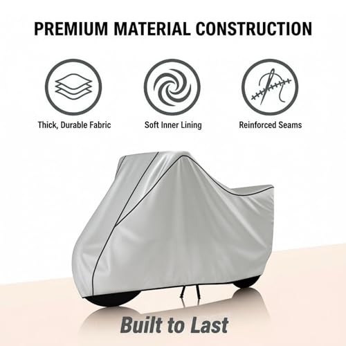 Image of Stylish Water Resistant Bike Body Cover Compatible with Meteor 350 & All Models | UV Protection, Dustproof, Heat Resistant, Two Wheeler | New All Weather Protection, Dust & Rain