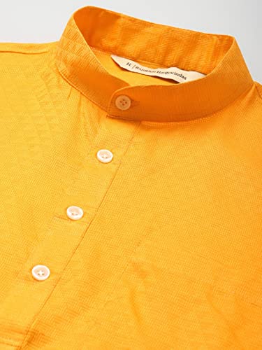 Image of Rajubhai Hargovindas Men's Pure Cotton Woven Design Half Sleeve Kurta