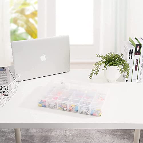 Image of Sixfire 24 Grids Clear Plastic Organizer Jewelry Storage Box 24 Grid Transparent Organizer Box for Earring Fishing Hooks Grids Plastic Storage Box, 15X9X7 Cm