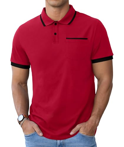 Askdeer Men's Polo Shirts Cotton Short Long Sleeve Polo T-Shirt Classic Casual Soft Golf Tee Shirts with Pocket2