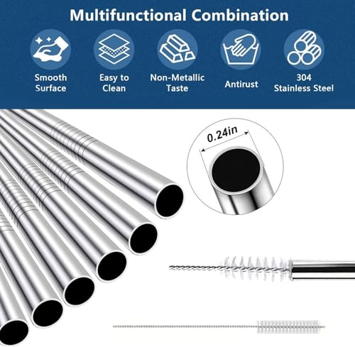 Stainless Steel Replacement Straws for Stanley Cup 40oz - 5-Pack 6MM Reusable Metal Straws, BPA-Free Eco-Friendly Drinking Straws for Travel Tumblers - Image 3