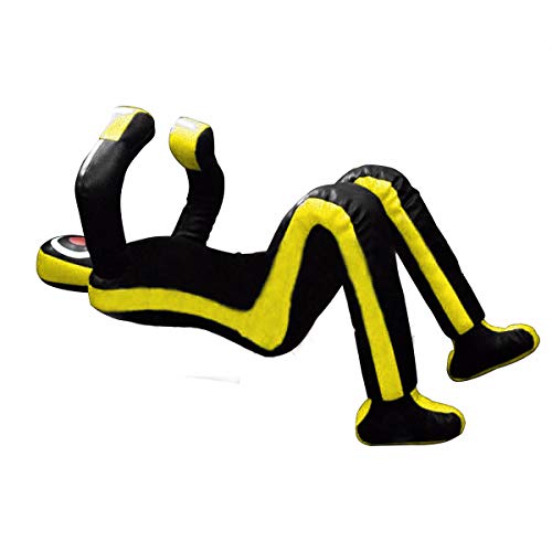 MMA Dummy Judo Punching UNFILLED Bag - Sitting Position Hands On Front Grappling Dummy (Black and Yellow Canvas, 70") - Thumbnail 2