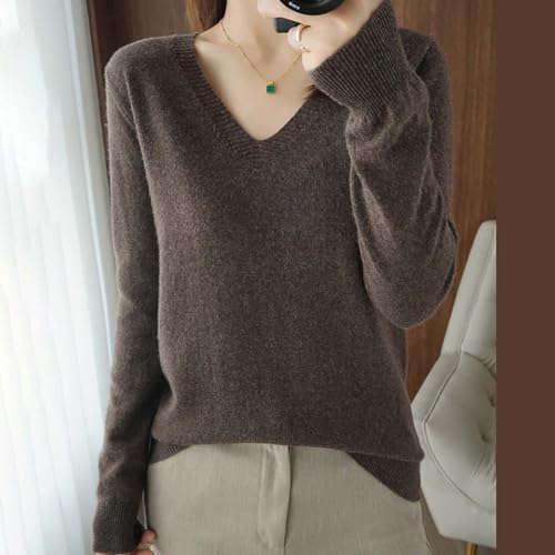 Cashmere Sweaters for Women Fall Oversized Casual Cozy V Neck Pullover Tops - image 5