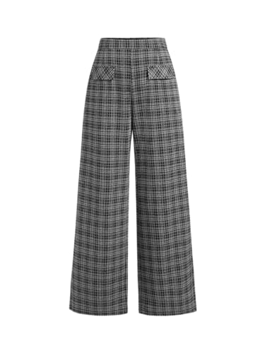 Image of CIDER Plaid Wide Leg Pants for Women Checkered Pants Business Trousers