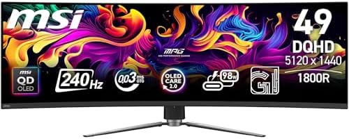 MSI MPG 491CQPX QD-OLED Monitor Curvo Gaming de 49" DQHD, 1800R, ...
