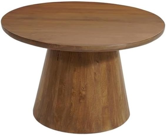 Pemberly Row 54" Round Solid Wood Dining Table, Dark Brown Finish, Mango Wood Construction, Flared Pedestal Base, Comfortably Seats Up to Six, Modern Dining Room Table for Everyday Use