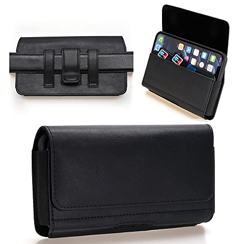 Phone Holster for iPhone 17 Air / 15 Pro Max 14 13 Pro Max / 16 Plus, Samsung Galaxy A15 A55 A54 A35 S25 Plus S24 FE S23 FE S21 FE, Pixel 9a - PU Leather Mobile Phones Case Belt Holder Pouch with Clip