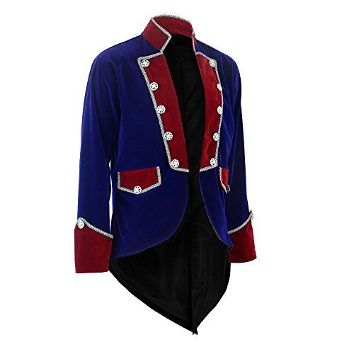 New Men's Velvet VLADIMIR TUXEDO Jacket Tailcoat Goth Steampunk Victorian (Medium, Blue)2