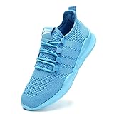 EGMPDA Damen Walkingschuhe Laufschuhe Wanderschuhe Sneaker Sport Trekking Turnschuhe Workout Jogging Outdoor Running Straßenlaufschuhe Freizeit Damen Leichtgewichts Atmungsaktiv Hellblau 39 EU