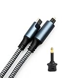CACACOL C-TOSLINK USB C to Toslink Optical Cable Opt Male Type-C to Digital Optical Fiber Optic Audio Interface Female Adapter Wire Toslink Cord for Smartphone Tablet Laptop etc. (1.8 Meter - 6 ft)