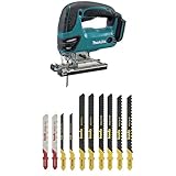Makita DJV 180 18 V Li-ion Akku Stichsäge Solo - nur das Gerät ohne Zubehör - (ohne Akku, ohne Ladegerät, ohne Koffer), Blau, Silber, Small, DJV180Z + Stichsägeblatt Set für NE-Metalle und Holz