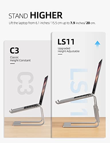 Nulaxy Laptop Stand Adjustable Height, Detachable Laptop Riser For Desk, Ergonomic Aluminum Computer Stand Holder Compatible With Macbook Air Pro, Dell Xps, Hp, Lenovo More 10-16” Laptops, Silver #TOP1