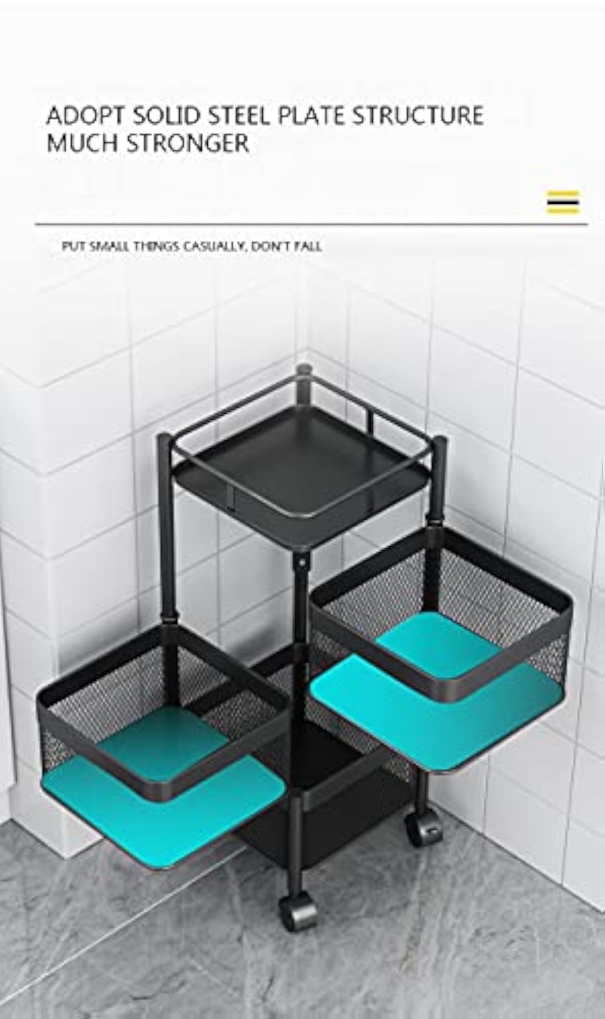 Kitchen Rotating Trolley Portable Storage Rack