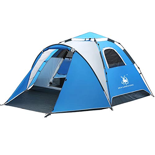 3-4 Person Instant Pop Up Tent with Porch-Automatic Setup Sun Shelter for Beach