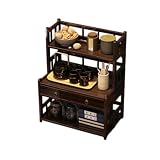 LPYROSE 多機能収納棚 扉付き カップ乾燥ラック ティー収納ラックとキャビネット 簡略デスクトップカップ棚 多層コーヒーカップ棚 中国式茶器置物棚 茶箪笥 茶器の収納 ヴィンテージデスクトップ装飾品 コーヒーポッドホルダー スキ...