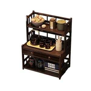 LPYROSE 多機能収納棚 扉付き カップ乾燥ラック ティー収納ラックとキャビネット 簡略デスクトップカップ棚 多層コーヒーカップ棚 中国式茶器置物棚 茶箪笥 茶器の収納 ヴィンテージデスクトップ装飾品 コーヒーポッドホルダー スキ...