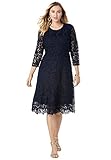 Jessica London Women's Plus Size Lace Fit & Flare Dress - 16 W, Navy