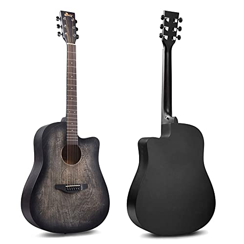 Winzz 41 Inch Akoestische Gitaar Full Size Vintage Gravure, Beginners Folk Gitaar 4/4 met Gewatteerde Zak, Standaard… - Image 4