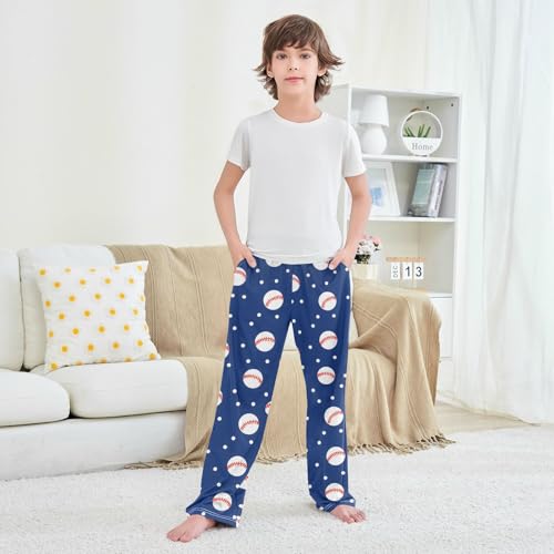 Pajama Pants Baseball Blue Tile Pattern Long Sleep Pants Lounge Bottoms4