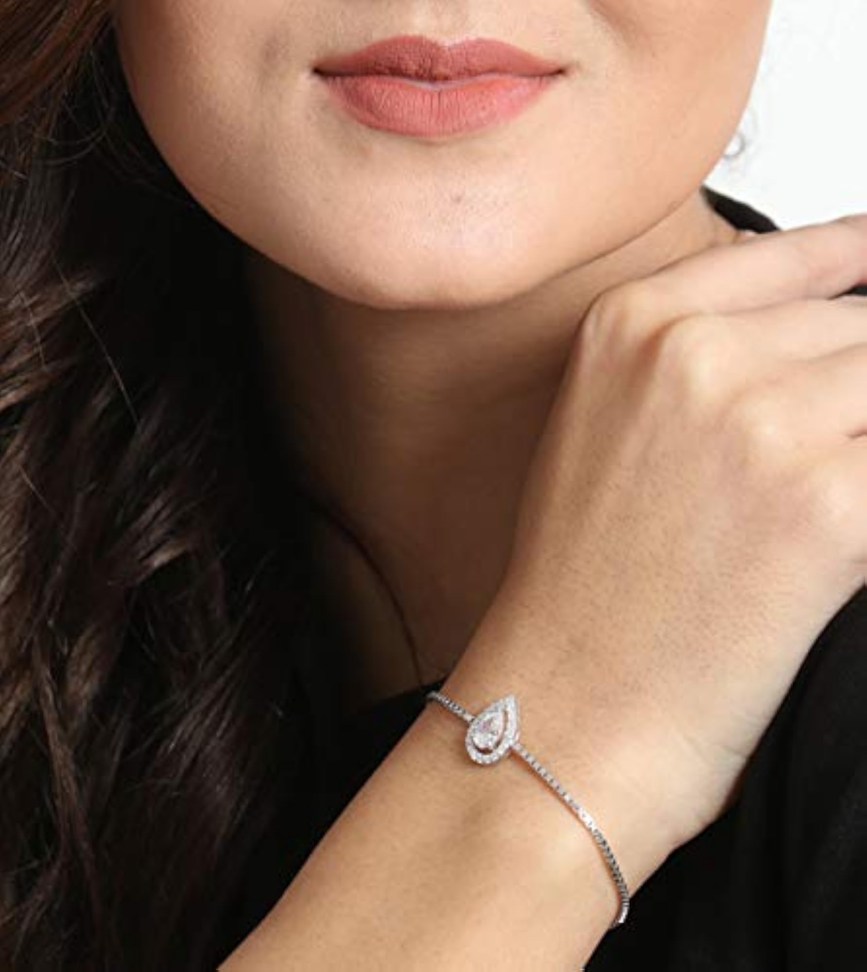 Women's 925 Sterling Silver Pear Solitaire Bracelet Gift