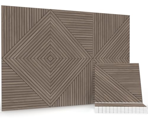 JBER Acoustic Panels, 6 Pack Self-Adhesive Decorative Sound Proofing Panels, Sound Absorbing wall Panels for Office, Recording Studio, Living room, Bedroom,180 x 120 cm,Light Walnut