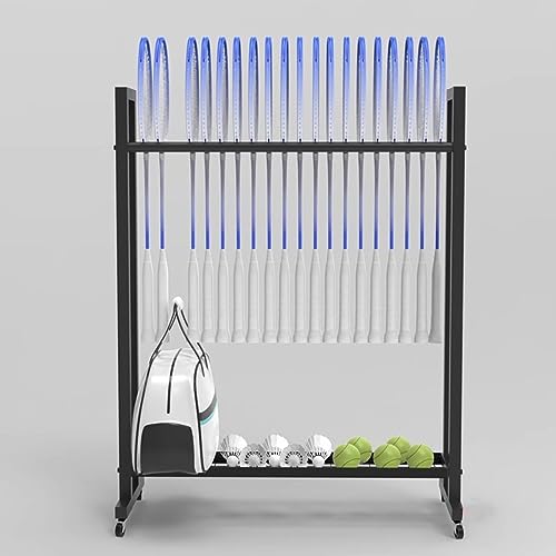 Support de rangement pour raquettes de badminton vertical noir à roulettes