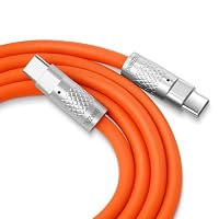 Thzzhnno Silicone USB C 3.2 Gen2 Kabel 2M, Ultra Flexible Weiche USB C 20Gbps 4K@60Hz Video Schnellladekabel 100W Typ C für Thunderbolt 3, iPad, MacBook, Galaxy S21 (Orange) – Ansicht 7