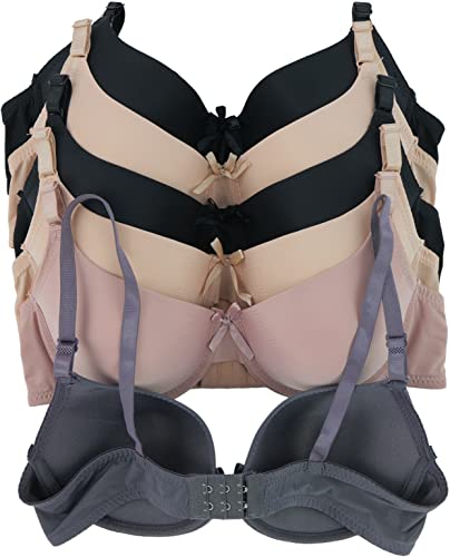 Image of ToBeInStyle Women's Pack of 6 Padded Assorted Styles Supportive Bras Cup Size - A to DDD