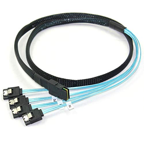 JacobsParts Mini SAS to 4-SATA SFF-8087 Multi-Lane Forward Breakout Internal Cable, 3.3 Feet