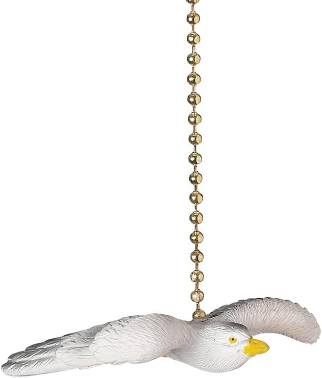 Clementine Designs Flying Seagull Bird Ceiling Fan Pull Chain Light Ocean Beach Sea Life Coastal Decorative Extension
