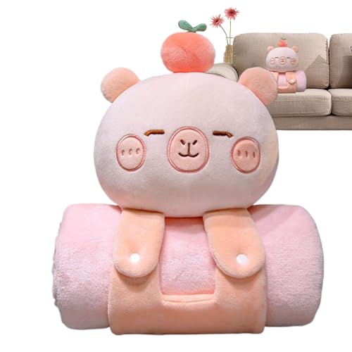 Generisch Capybara - Manta para niños con forma de capibara, resistente al agua, bonitas almohadas de viaje suaves, cómodas mantas de franela suave para la familia, amigos, piscina, jardín o playa