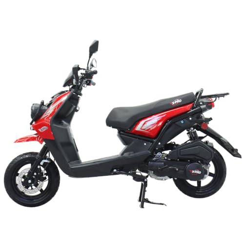 X-PRO X19 150 Moped Street Gas Moped 150cc Adult Bike with 12" Aluminum Wheels (Red, Factory Package)