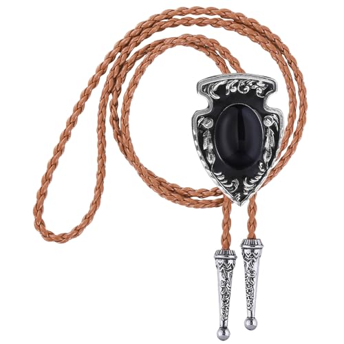Image of Btilasif Bolo Tie Brown for Men, Scorpion Luminous Stone Cowboy Tie Western Leather Necktie Necklace for Women