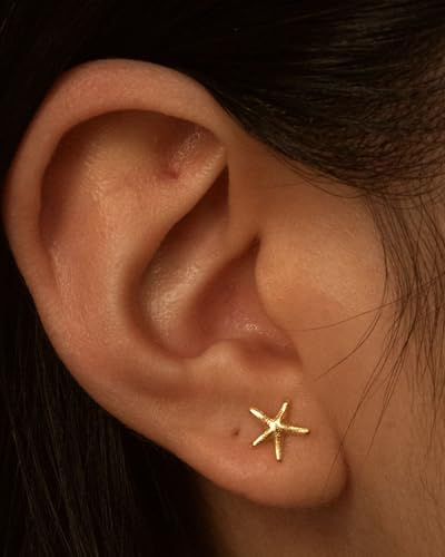 Gold Earrings for Women Trendy 14K Gold Plated Small Starfish Stud Earrings Dainty Lightweight Minimalist Simple Hypoallergenic Earrings Jewelry Gifts for Her3