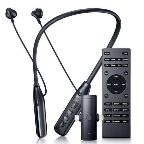 VidalKraft Wireless Neckband Microphone Headset Kit with In-Ear Monitor, Remote Audio Mixer, Bluetooth Music, Voice Changer, All-in-One for TikTok Live & Podcasting, Compatible with iPhone & Android
