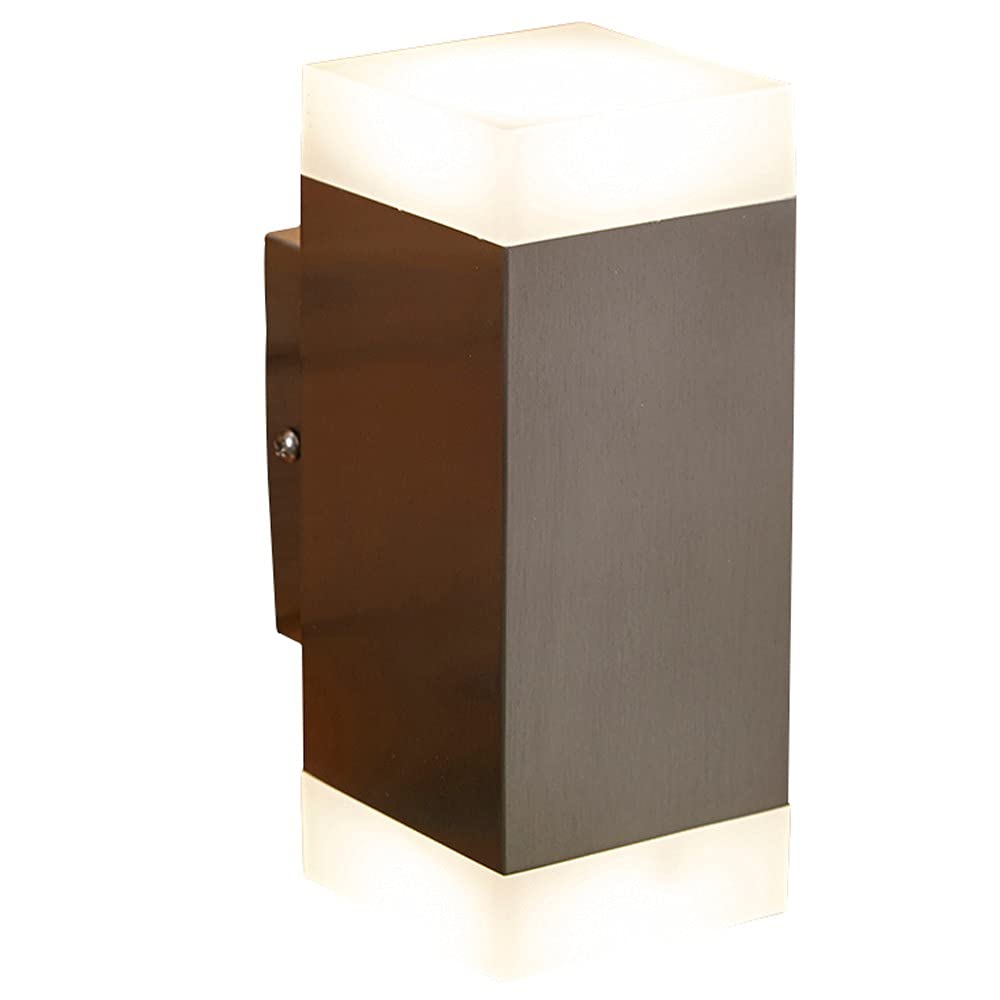 Biard Silver Square Up/Down Light - Ip44 Rated Outdoor Security Light - Ideal For Garden, Porch & Front Door