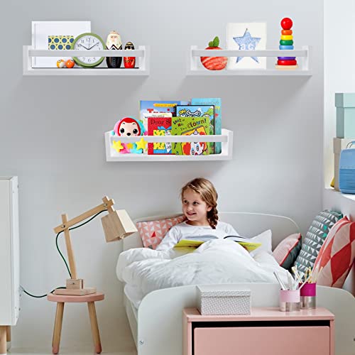Birola Nursery Book Shelves Classic White Set Of 3,Wood Floating Nursery Shelves For Wall,Wall Bookshelves For Kids(White) #TOP1