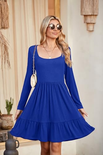 Image of Newshows Women's 2026 Summer Casual Square Neck Ruffle A Line Beach Vacation Sundress Work Business Dress with Pockets
