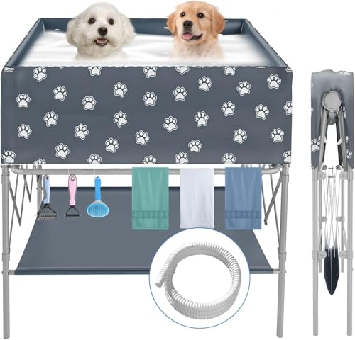 GT GETCO TECH Hundebadewanne und badewanne faltbar zum Baden, Duschen und Pflegen, Hundepool für Zuhause mit viel Platz, geeignet für kleine, mittlere und große Haushunde, für drinnen und draußen